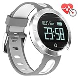 arVin Heart Rate Watch, Blood Pressure Monitor Smart Watch Sports Bracelet Wristband Activity Tracker Fitness Bracelet Cardio Watch with Pedometer Sleep Monitor for iPhone iOS Android (Black-Red)