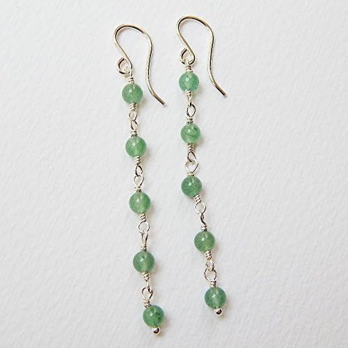 Green Aventurine Earrings in Sterling Silver