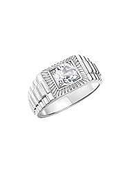 Rylos Men's Ring Sterling Silver Ring, 7MM Round