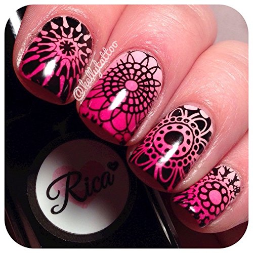 Pueen Nail Art Stamp Collection - Special Edition Encore 01-04 NEW Invention Set of 4 Double Sided All You Can Stamp Full Size Stamping Image Plates Manicure DIY (Infinite Images with Your Creativity) Now with Bonus Storage Case-BH000298