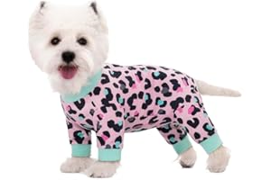 AITOLI Dog Surgery Recovery Suit, Dog Onesie for Surgery Female Male Dogs, Dogs Pajamas Long Sleeve, Small Dogs Onesie, Abdominal Wound Bandages Surgical Suit, Cat Recovery Suit for Shedding Skin Disease