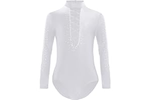 easyforever Gymnastics Leotard for Kids Boys Shiny Rhinestone Long Sleeve Ballet Dance Bodysuit Skating Jumpsuit
