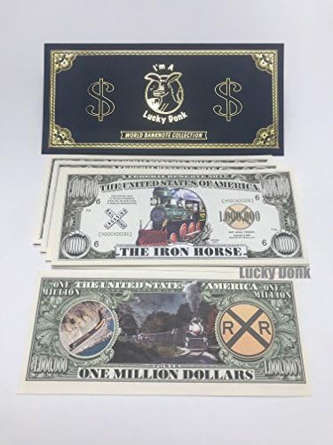 50 X Lucky Donk Novelty fake play money The Iron Horse Train One Million Dollars Bill in a special Lucky Donk envelope