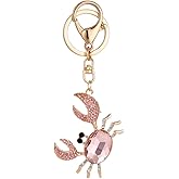 ARFUKA Rhinestone Crab Pendant Keychain Metal Key Ring Charm Jewellery Christmas Birthday Key Chain Holder for Men Women