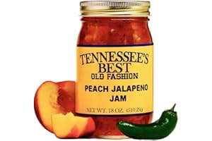 TENNESSEE'S BEST Tennessee’s Best Old Fashion Style Jalapeno Jams | Handcrafted With Simple Ingredients | Small Batch Made- 18 Oz Resealable Glass Jar (Peach Jalapeno Jam)