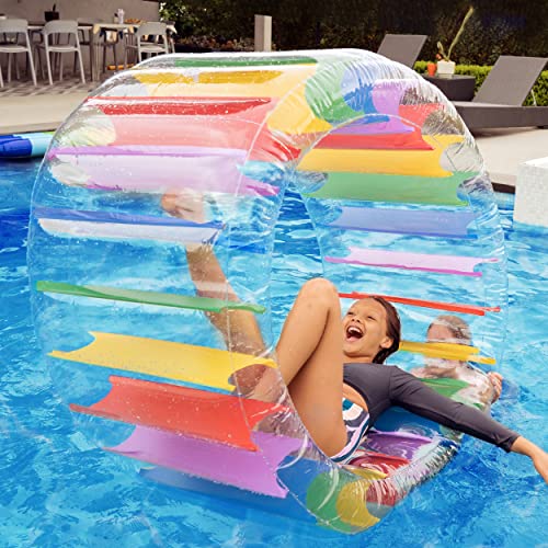 Greenco Kids Colorful Inflatable Water Wheel Roller Float Giant Pool