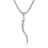 Rnivida Stainless Steel Italian Horn Cornicello Amulet Pendant Necklace Talisman Jewelry Gifts
