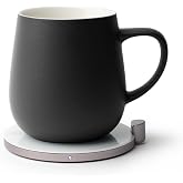 Ui Self-Heating Mug Set - Inkstone Black | 12 fl oz / 355 mL Ceramic Coffee Mug Warmer, Infrared Temperature Control Heating Mug with OHOM Pad Max for Coffee &amp; Tea