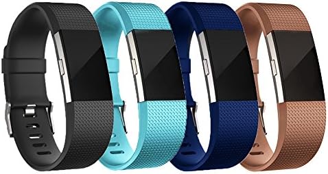 Fitbit Charge 2 Bands Replacement with Metal Clasp (4 Pack Small) Comfortable and Flexible Silicone Wristband Huadea