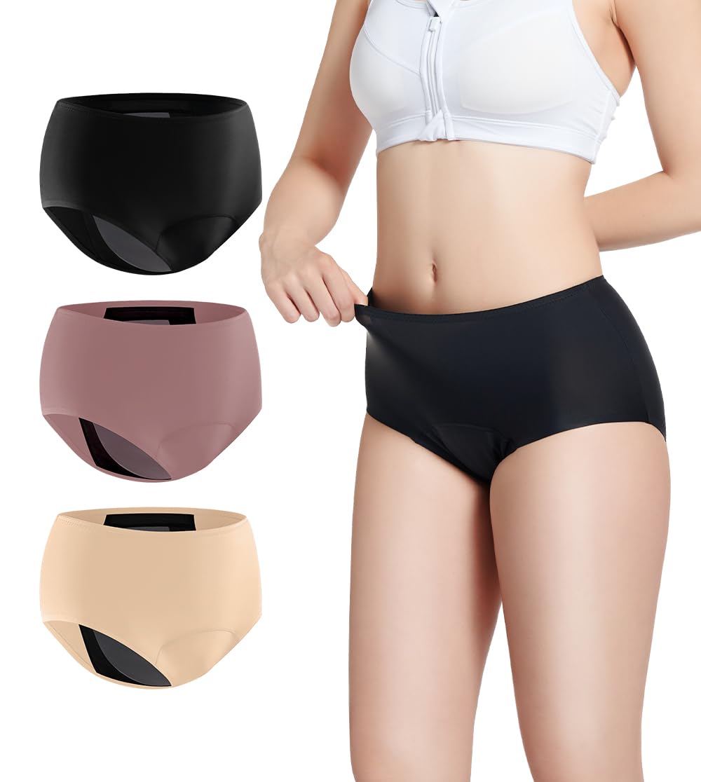 Photo 1 of Carer Incontinence Underwear for Women Washable 3PACK Leakproof Underwear 150ml Super Absorbent Leakproof Underwear for Women Bladder Leakage Protective Panties, Medium