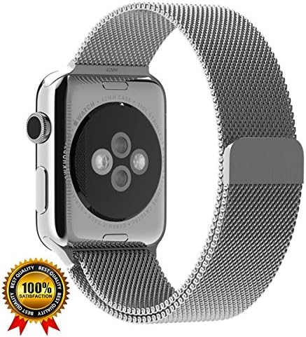 Apple Watch Band Milanese Loop 38mm Replacement Band Series 1 2 3 Nike+ Stainless Steel Mesh Double Electroplated Magnet Band for Apple iWatch with Updated Magnetic Clasp Hold (Silver)