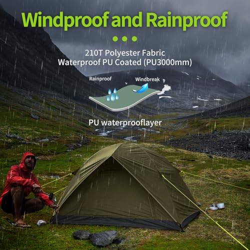 JAICOM Tent, 2-4 Man Tents for Camping, 4 Seasons Waterproof & Windproof Dome Tent, Ultralight, Easy Setup for Outdoor, Backpacking, Hiking, Camping, Garden