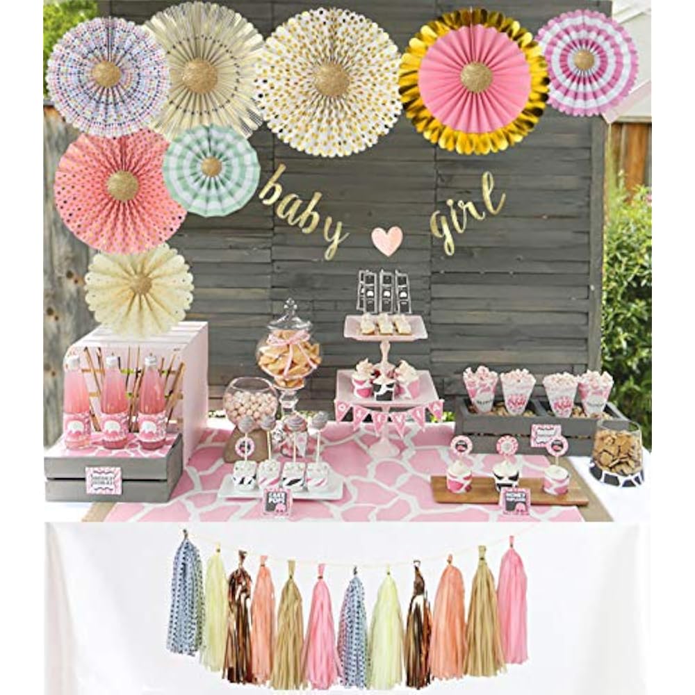 Premium Baby Shower Decorations Kit For Girls Pink And Gold Party Supplies Paper  eBay