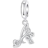 GOINEVA 925 Sterling Silver Letter Charms Fit for Charms Bracelet and Necklace Alphabet Initial Dangle Charms Jewelry Gifts for Women