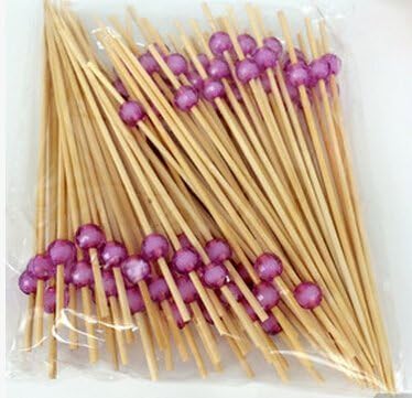 Generic Fashion Food Grade 100 Pieces 4.7 Inch Long Cocktail Party Sticks Toothpicks,Sandwich, Appetizer Picks Party Plates Picks, Purple Ball