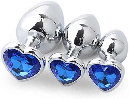 HSAMER 3 Pcs 3 Size Heart Shaped Base With Rose Jewelry Birth Stone Butt-Anal-Play Filrt Toys - Super Stimulation Temptation Anal Toys Trainer Kits Beginner Exercise Toy for Women Man