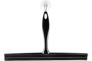 INTERDESIGN iDesign Bathroom Shower Squeegee with Wall Hook - Black/Clear