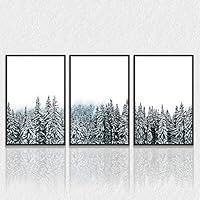 3 Piece Framed Canvas Wall Art The Pine Forest with Snow Canvas Prints Home Artwork Decoration for Living Room,Bedroom - 16