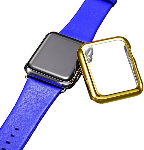 Apple Watch Case, FIVEFISH Ultra Lightweight Thin Clear PC Full Coverage Plated Case for Apple Watch (Gold 42mm)