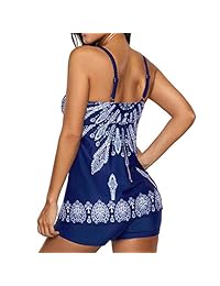 Bañador para dama de rayas Tankini Top Bikini con pantalones cortos de 2 piezas para bañarse S-3XL Plus Size