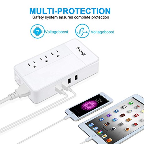 Travel Power Voltage Converter Adapter 1875W Step Down 220V to 110V with 4 Smart USB Charging Ports Inner Cooling Design Without Any Noise Powerjc