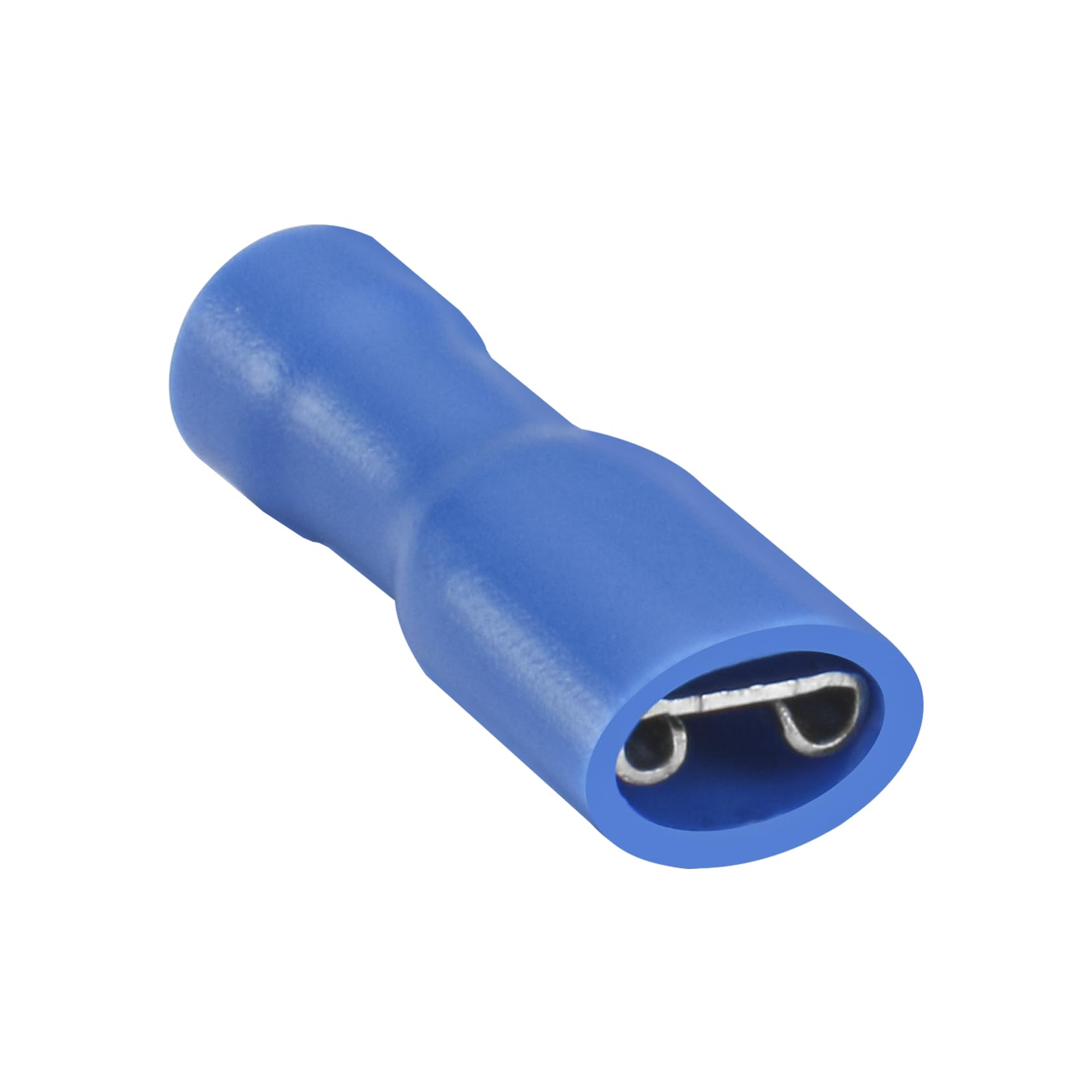 Heschen Female Quick Disconnects Vinyl Fully Insulated, FDFD2-187, 4.8 x 0.5mm, Cable Terminal for 1.5-2.5mm² (16-14 AWG), Blue, 100Pack