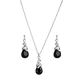 RUOFFETA Teardrop Crystal Jewelry Set, Birthstone Pendant Necklace Drop Dangle Earrings for Women