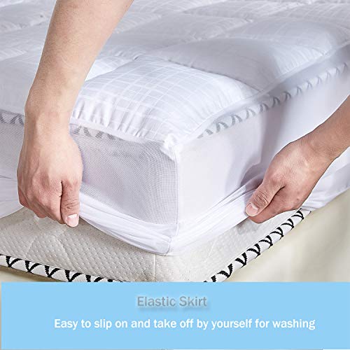 DOWNCOOL Mattress Pad Cover,Quilted Fitted 100% Cotton Waterproof Breathable Top Mattress Pad with 8-21 inch Deep Pocket (Queen)
