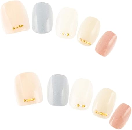 Amazon ゆずネイル ネイルチップ ベージュ系 マルチカラー シンプル Ol ベーシック デート ドレス 結婚式 お呼ばれ ゲスト オフィス 学校 F Q C ゆずネイル ネイルチップ 通販