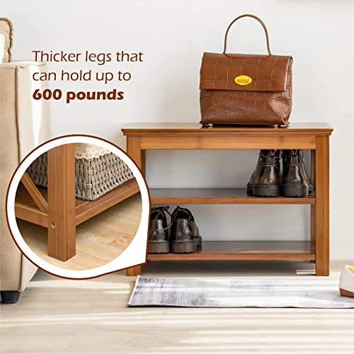 Shoe Rack Bench Brown Bamboo 3 Tier Shoe Bench Storage Benches Shoe