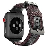 Maxjoy Compatible with Apple Watch Band, 42mm 44mm Nylon Watch Strap Replacement Bands with Metal Clasp Compatible with Apple iWatch Series 4 Series 3 Series 2 Series 1 Sport & Edition, Reddish Brown