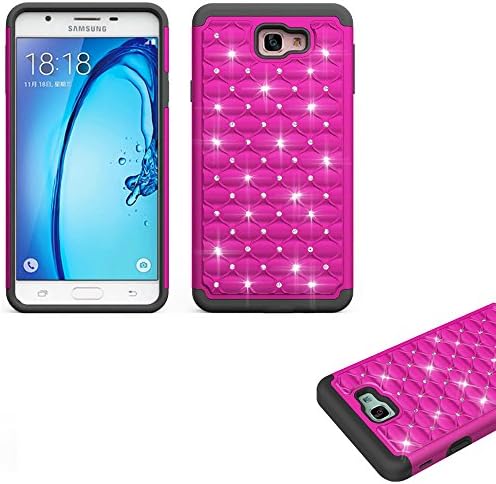 Phone Case for Samsung Galaxy J7-Sky-Pro (S727LV), Galaxy-J7-V (SMJ727VZSA), Galaxy J7-Prime, Galaxy J7-Perx (J7-2017) Crystal-Dual-Layered Rugged Cover (Crystal Pink with Black)