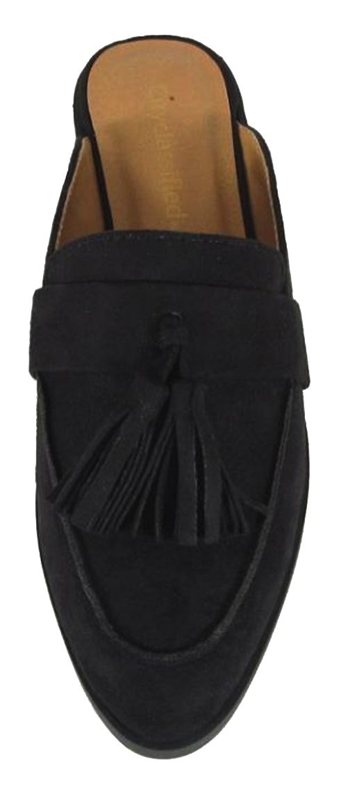 City Classified Women's Slip-On Tassel Block Heel Backless Mule (6 B(M) US, Black IMSU) - Image 3