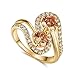 Psiroy Yellow Gold Plated Simulated Morganite Bypass Band Anniversary Ring