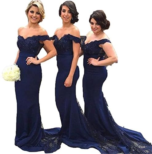 WellBridal Dark Blue Bridesmaid Dresses Sweetheart Mermaid Wedding Party Dress