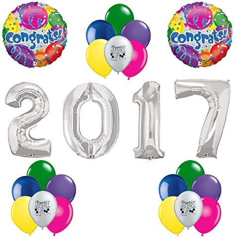 Class of 2017 Colorful Party Graduation Balloon Bouquet