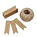 G2PLUS Mini Thank You Tags, 100PCS Small Gift Tags with String, Paper Hang Tag, Kraft Paper Gift Tag with Jute Twine for Arts and Crafts, Wedding, Christmas, Thanksgiving (Brown)