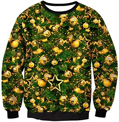 JOLIME Christmas Jumpers Men Women Xmas Lights 3D HD Print Ugly Sweater Festive Sweatshirt