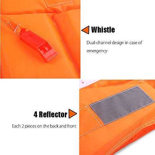 MeanHoo Adult Foam Swimming Buoyancy Aid Sailing Kayak Life Jacket Vest + Whistle OrangeAdult Foam Swimming Buoyancy Aid Sailing Kayak Life Jacket Vest + Whistle