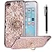 iPhone 8 Plus Case, iPhone 7 Plus Case, iYCK [Crystal Flower] Soft Flexible TPU Rubber Diamond Bling Glitter Case Cover for iPhone 7/8 Plus 5.5inch with Rotating Ring Stand Kickstand - Rose Gold
