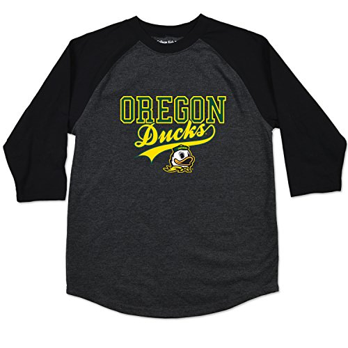 College Kids NCAA Oregon Ducks Youth Home Run Raglan Tee, Size 14-16/Large, Black
