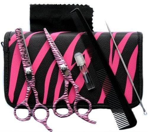 title=Awans- Set da parrucchiere con forbici e forbici per sfoltire, 14 cm, nero e