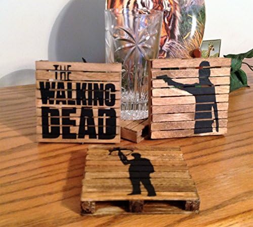 The Walking Dead (Rick and Daryl) on mini pallet coaster set (set of 3)