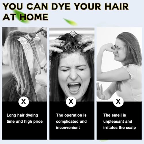 Black Hair Dye Shampoo 3 in 1, Natural Hair Dye Semi Permanent Color, Gray Hair Cover Up for Treated Color for Women and Men, 500ML