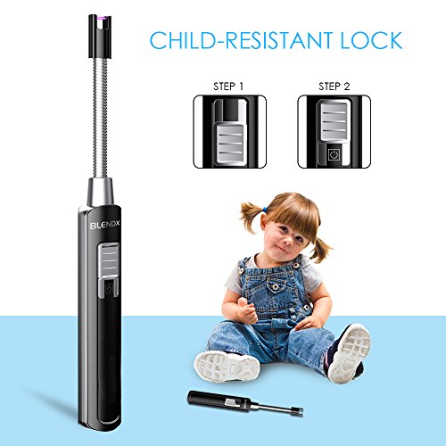 Electric Arc Lighter Kitchen Lighter USB Rechargeable Long Lighter Candle 360° Flexible Neck, No Spark & Smell, Flameless Windproof Fire Candle Lighter for Camping Grilling BBQ Gas Stove, Black - Thumbnail 3