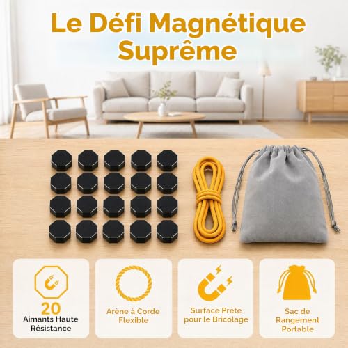 Magnetic Chess Set with 20 Large 3cm Magnetic Chess Pieces, Family Board Game with Rope and Velvet Storage Bag, Portable Magnet Set for Kids and Adults (Black)