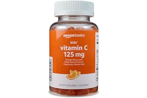 Amazon Basics Kids' Vitamin C 125mg Gummies, Orange, 60 Count, Immune Health, 2 Month Supply (Previously Solimo)