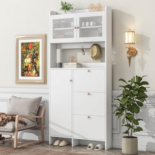 Tzou Modernist Shoe Cabinet with Open Storage Space Practical Particle Board Ha…