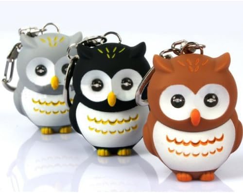 Luminous Sound Cartoon Owls LED Key Chain Color Optional