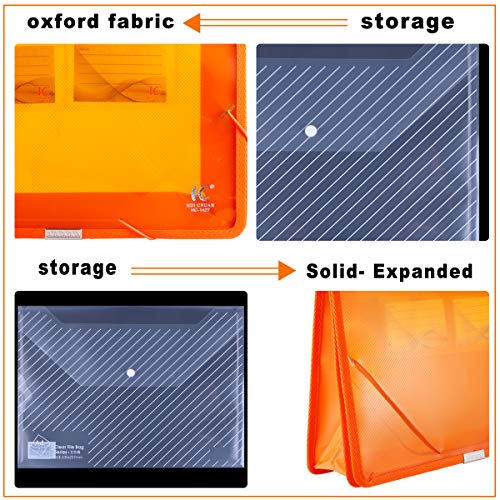 HC Eco-Friendly Plastic File Folders Clear Premium Poly Envelope Folder with Elastic Tape and Card Slot, Durable & Waterproof Great for Office, Home, School Organization - Orange - Thumbnail 3